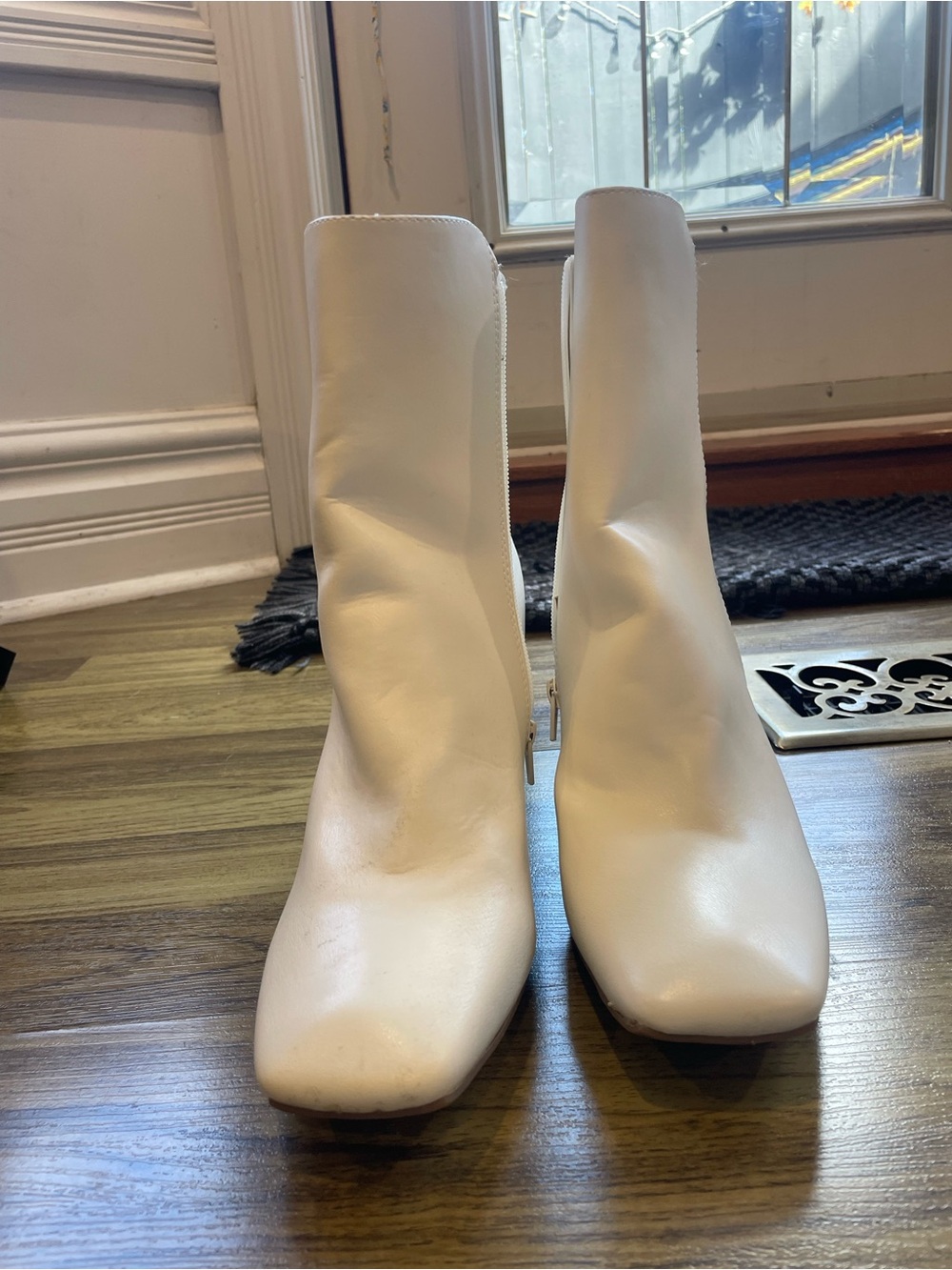 White Women's Square-Toe Ankle Boots